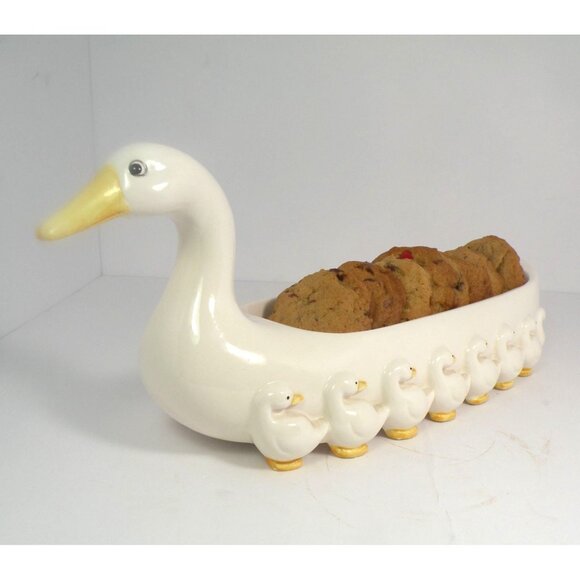 Fitz and Floyd Ceramic Duck/Goose Serving Vessel With Ducklings/Goslings For Tre - Picture 2 of 9